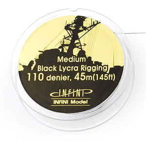 INFIR1101B INFINI Model Black Lycra Ship Riggin - Medium 110 Denier (0.121mm x 145 feet)