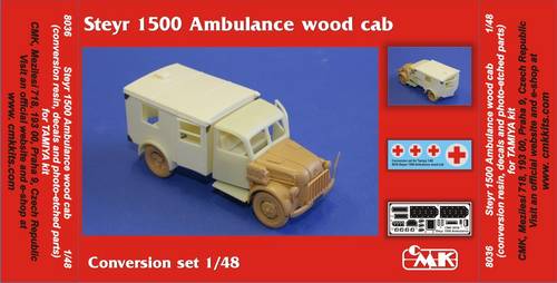 Ensemble de conversion de cabine en bois d'ambulance CMK Steyr 1500 à l'échelle 1:48