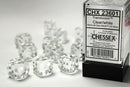 Chessex Dice Set: Traslucent Clear/White 16mm D6 Dice Blook (12 Dice)