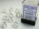 Dice Set: Traslucent Clear/White  12mm D6 Dice Block (36 Dice)