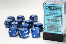 Chessex Dice Set: Opaque Blue/White 16mm D6 Dice Blook (12 Dice)