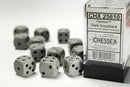 Chessex Dice Set: Opaque Dark Grey/Black 16mm D6 Dice Blook (12 Dice)