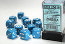 Chessex Dice Set: Opaque Light Blue/White 16mm D6 Dice Blook (12 Dice)