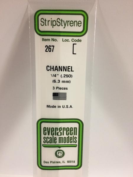 EVERGREEN 267 - .250" (6.3MM) OPAQUE WHITE POLYSTYRENE CHANNEL (EVG0267)