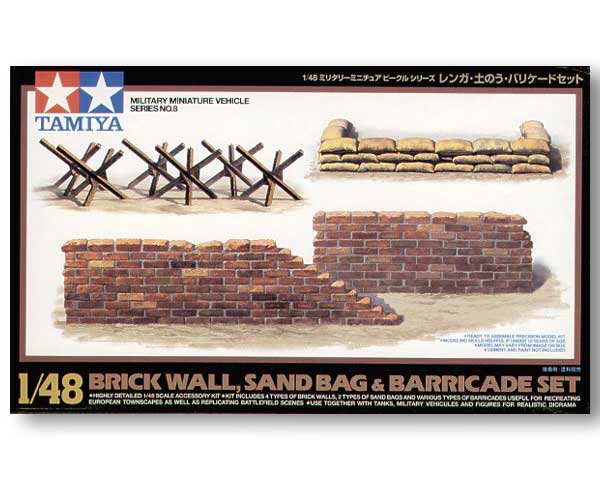 Ensemble mur de briques, sac de sang et barricade