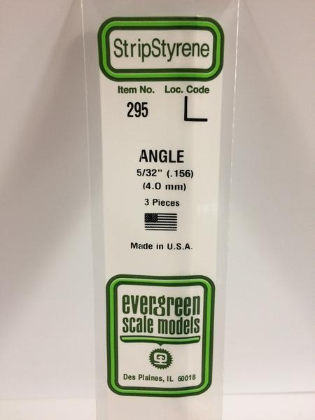 EVERGREEN 295 - .156" (4.0MM) OPAQUE WHITE POLYSTYRENE ANGLE (EVG0295)