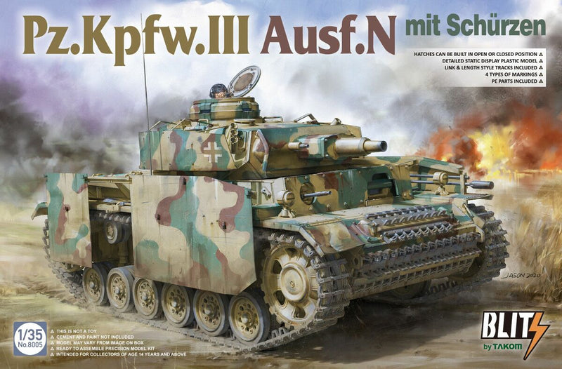 1:35 Blitz de Takom - Panzer Pz.Kpfw.III Ausf.N mit Schurzen