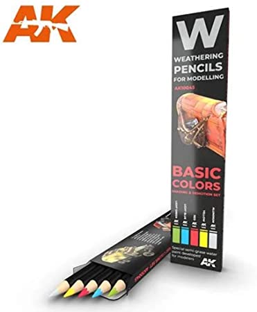 Crayons Ak-Interactive Weathering pour modelage : ensemble de couleurs de base