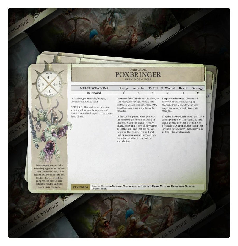 Cartes Warscroll : Maggotkin de Nurgle (ESP)