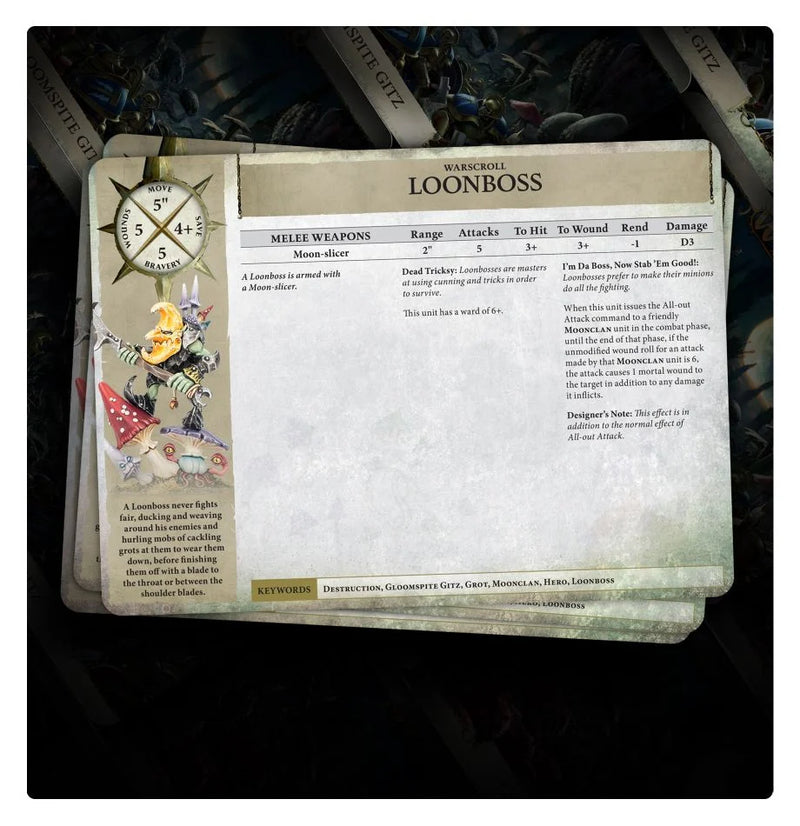 Cartes Warscroll : Gloomspite Gitz