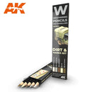 AK10044 Weathering Pencils for Modelling: DIRTY MARKS SET