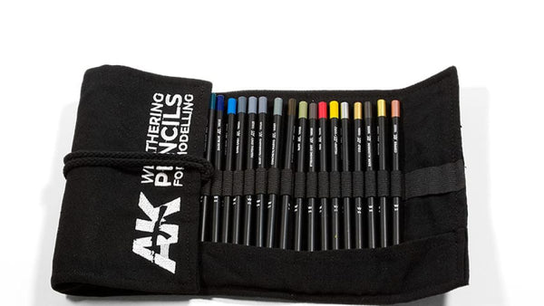 AK WEATHERING PENCIL GAMME COMPLÈTE ETUI EN TISSU GAMME COMPLÈTE