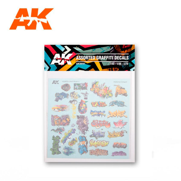 AK AUTOCOLLANTS GRAFFITI ASSORTIS AK9091 pour 1/32 1/35 1/48