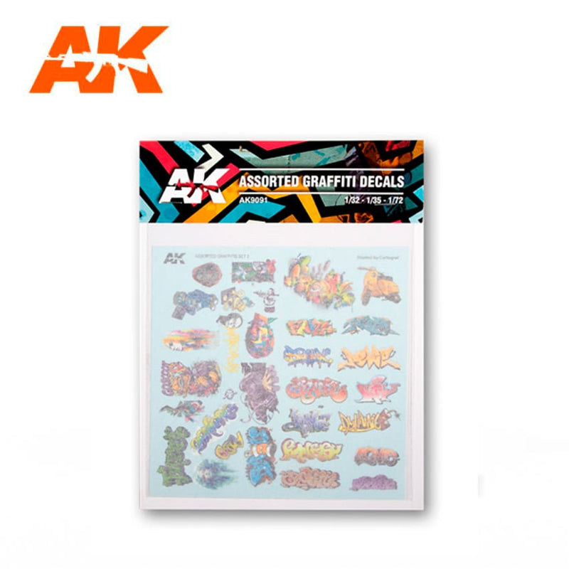 AK AUTOCOLLANTS GRAFFITI ASSORTIS AK9091 pour 1/32 1/35 1/48