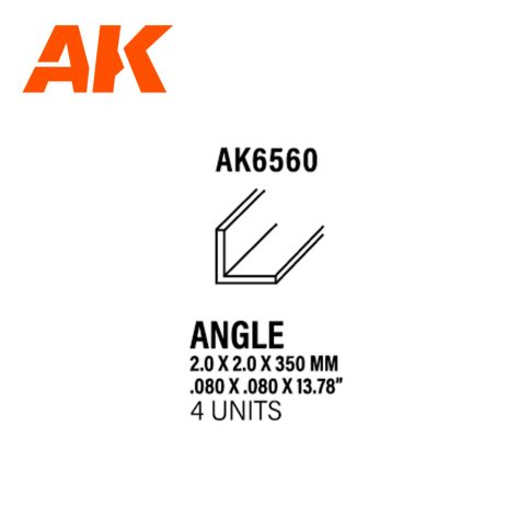 ANGLE 2.0 X 2.0 X 350MM – STYRENE ANGLE – (4 UNITS) AK6560
