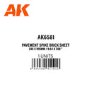 AK6581 Interactive Textured Styrene Sheet - pavement spike Brick Sheet 245 x 195 mm x 1 unit