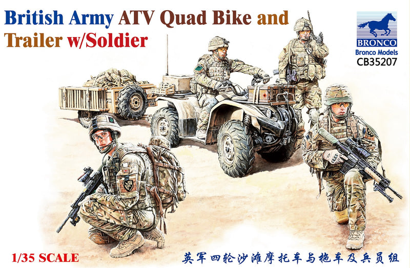 Bronco British Army ATV quad bike & trailer with soldiers