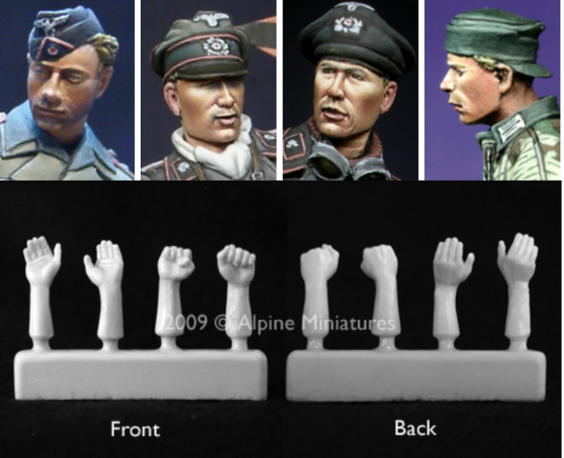 Alpine 1/35 Panzer Crew Heads & Hands H001