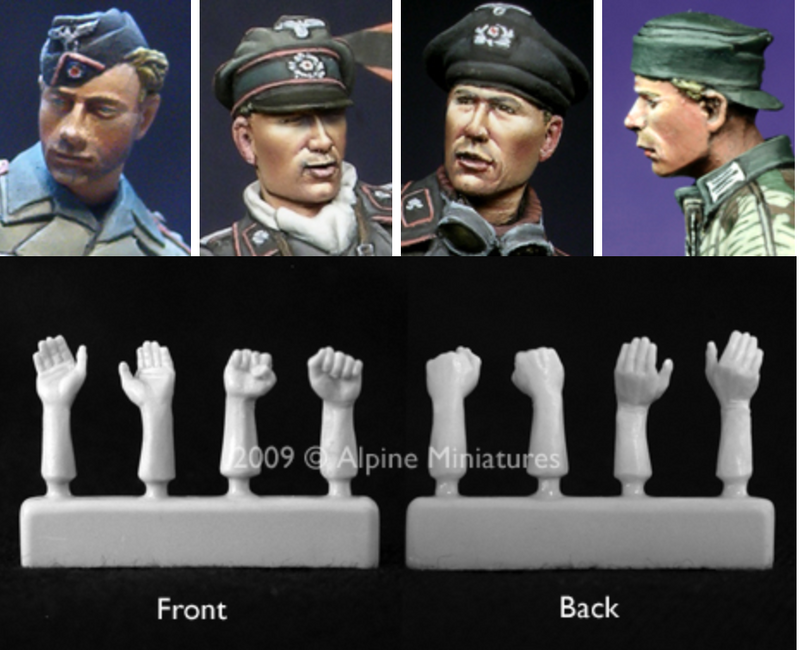 Alpine 1/35 Panzer Crew Heads &amp; Hands H001