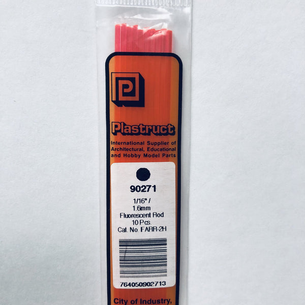 Plastruct : 1.6mm Red Fluorescent Rod 10 pcs
