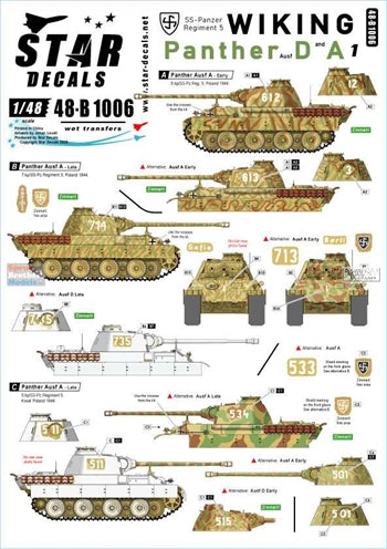 Star Decals 1/48 48-B 1006 Wiking Partie 1 : Panther Ausf.A et Ausf.D