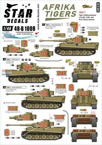 Star Decals 1/48 48-B 1008 Afrika Tigers Partie 1