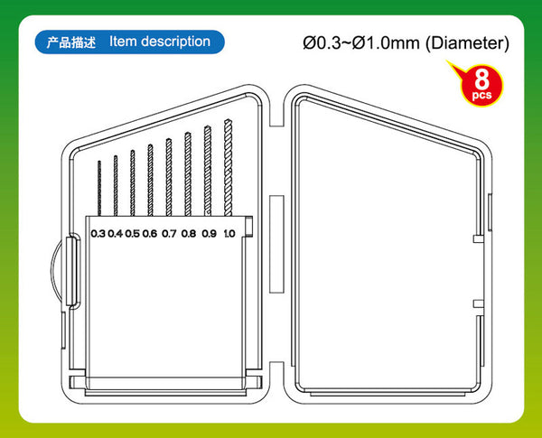 Jeu de forets à tarière Master Tool 1 (diamètre 0,3-1,0 mm)