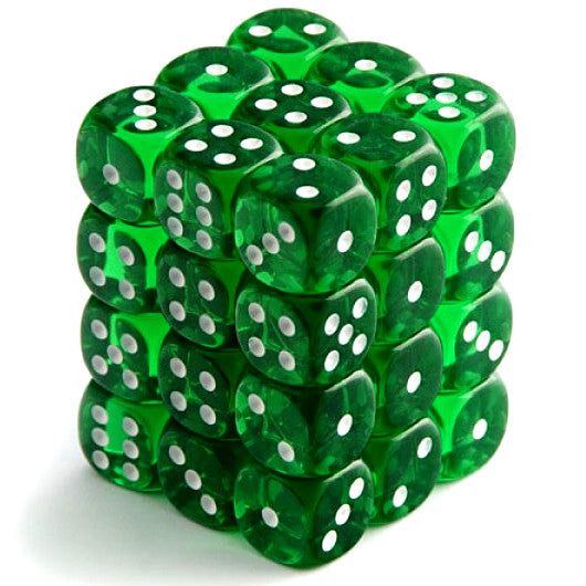 Cheesex DIce Set : Vert/Blanc Translucide 12mm d6 (36)