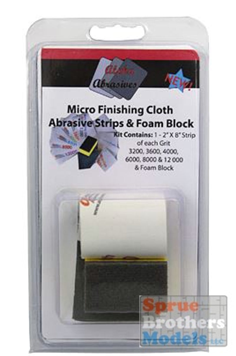 APA3000 Alpha Abrasives Micro bandes abrasives en tissu de finition avec bloc de mousse
