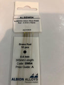 Albion Alloys Brass Rod 1mm ,.8mm ,.5mm, .45mm, .4mm
