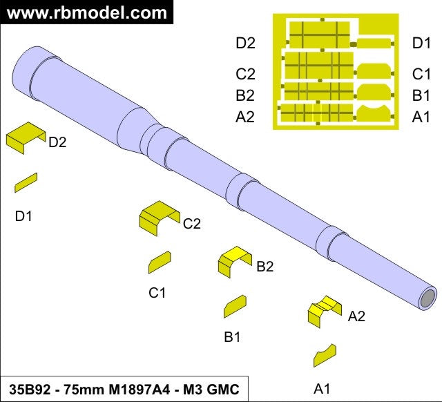 Modèle RB. 1/35 35B92. 75mm M1897 A4 M3 GMC