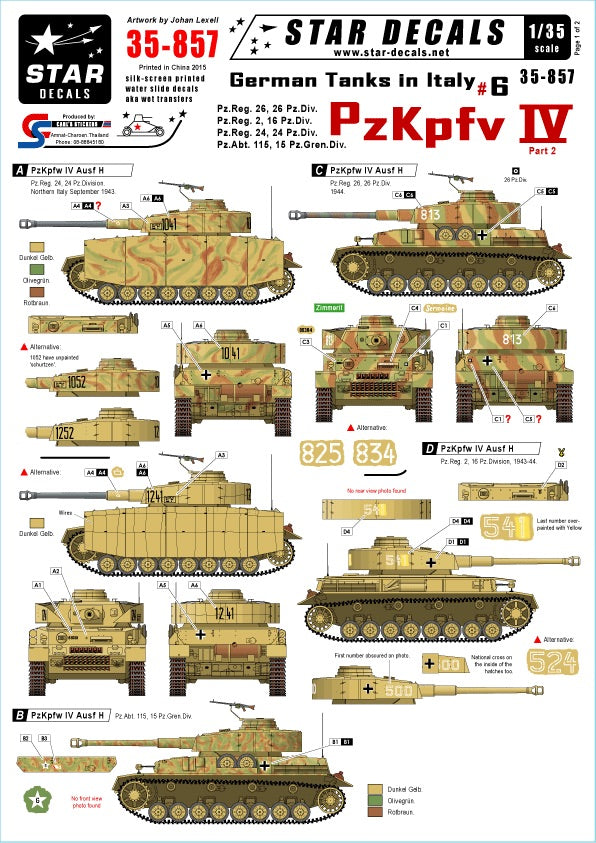 Star Decals. 1/35 35-857 Pzkpfv IV in Italy 35-857