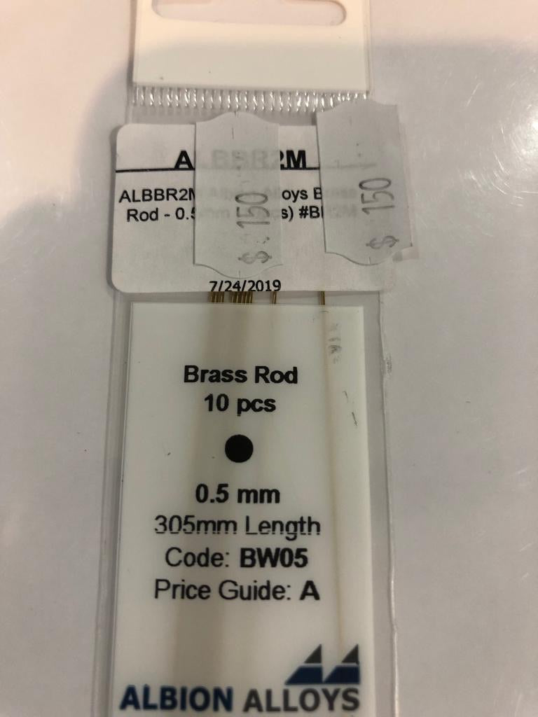 Albion Alloys Brass Rod 1mm ,.8mm ,.5mm, .45mm, .4mm