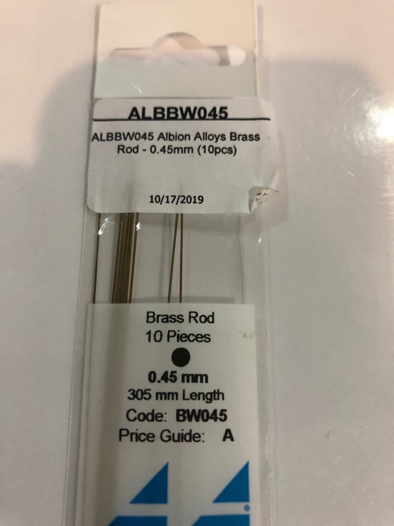 Albion Alloys Brass Rod 1mm ,.8mm ,.5mm, .45mm, .4mm