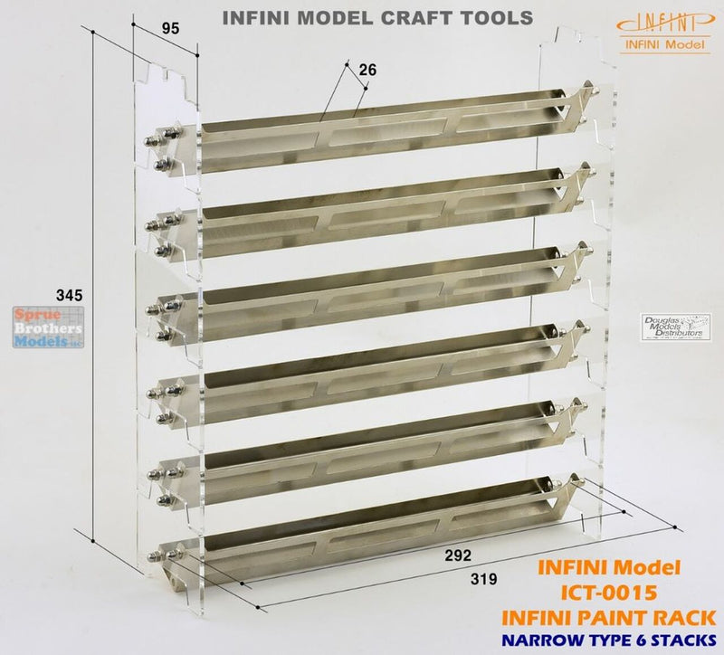 INFICT0015 Support de peinture modèle Infini - Type étroit (largeur 26 mm/1,02 pouces) avec 6 piles