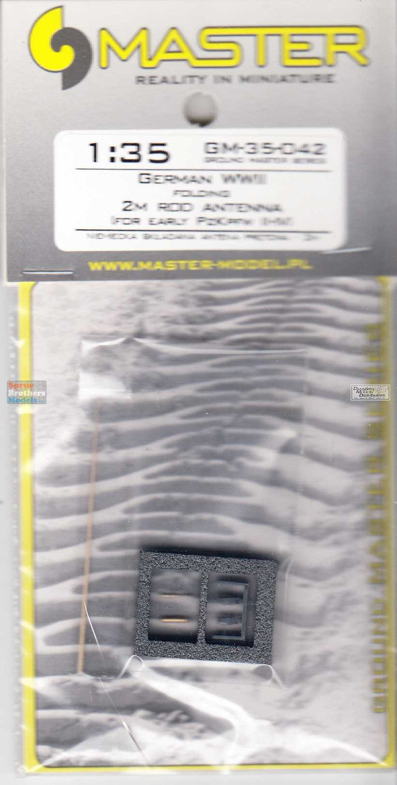 MASGM35042 1/35 modèle principal allemand WW2 antenne à tige pliante de 2 m (pour les premiers Panzer II-IV) MASGM35042