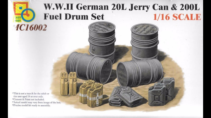 CLASSY HOBBY 1/16 MC16002 WWII German 20L Jerry Can & 200L Fuel Drum Set