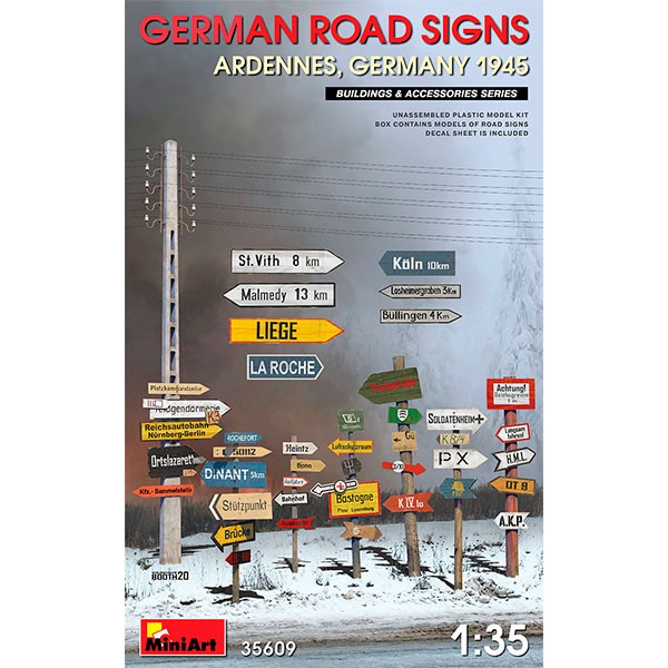 Miniart 1:35 German Road Signs WW2 Ardennes, Germany 1945