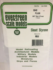 Evergreen Polystyrene Plastic .040 White Sheet 2 pieces #9040