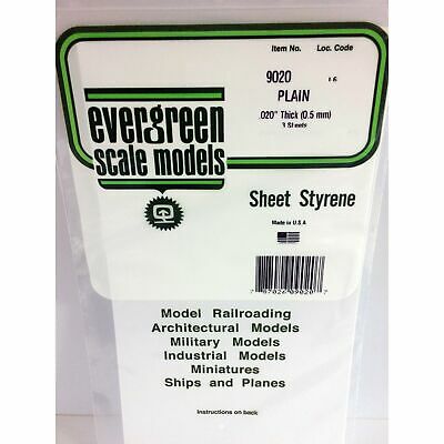 Evergreen Styrene Plastic .020 White Sheet 3 pieces #9020